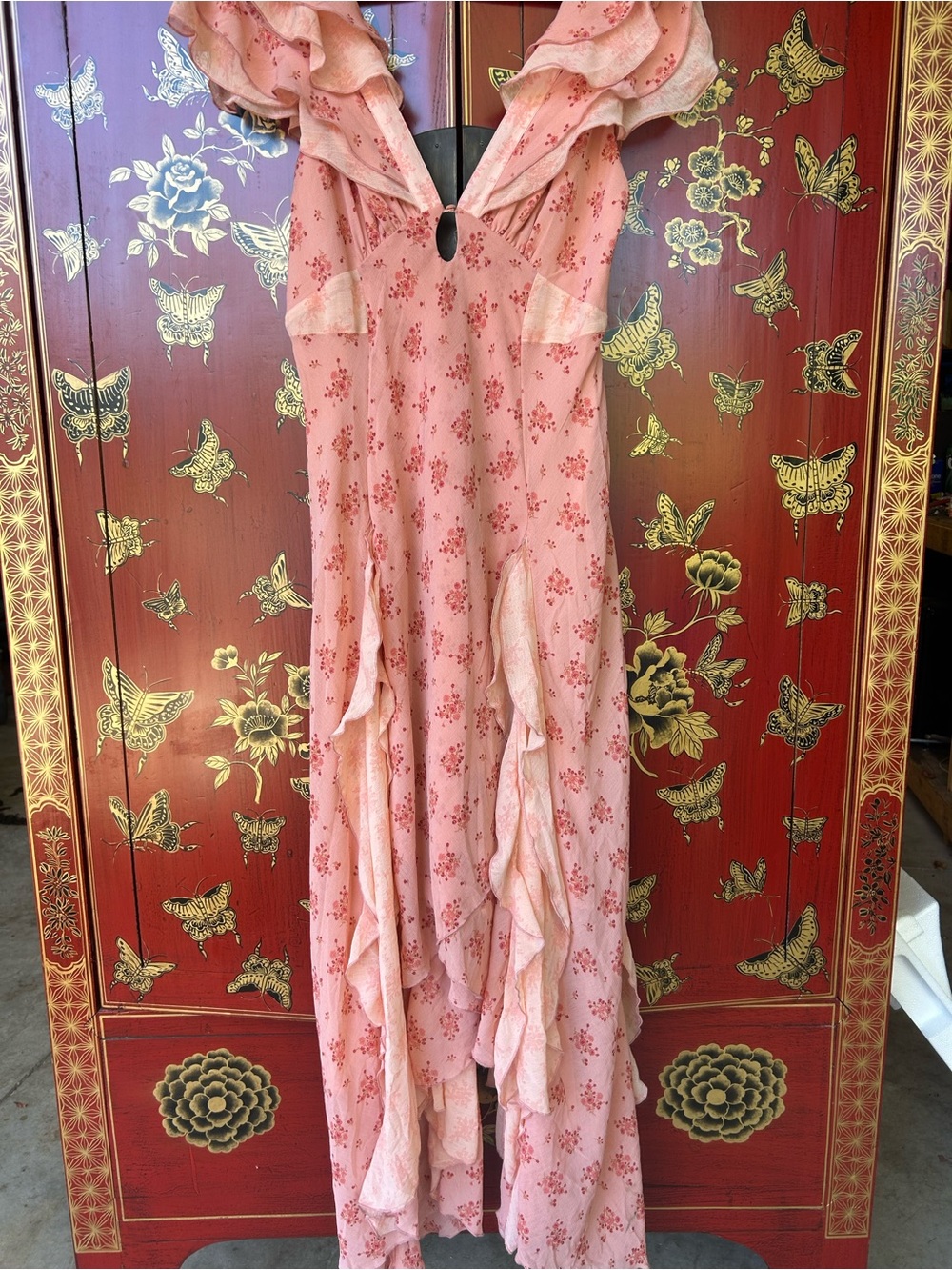 Free People Blush Pink Floral Ruffle Maxi Dress - Picture 3 of 4